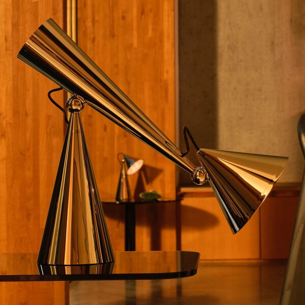Tom Dixon LED stolna lampa Pose Task Light, zlatna, 41 cm, prigušiva, Zlato / mjed, Dnevni boravak/blagovaonica, Plastika