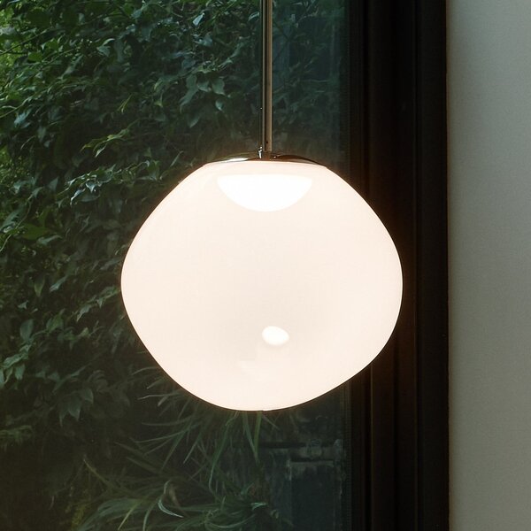 Tom Dixon LED viseća svjetiljka Melt, Ø 50 cm, opalna/zlatna boja, prigušiva, Bijela, Dnevni boravak/blagovaonica, Plastika