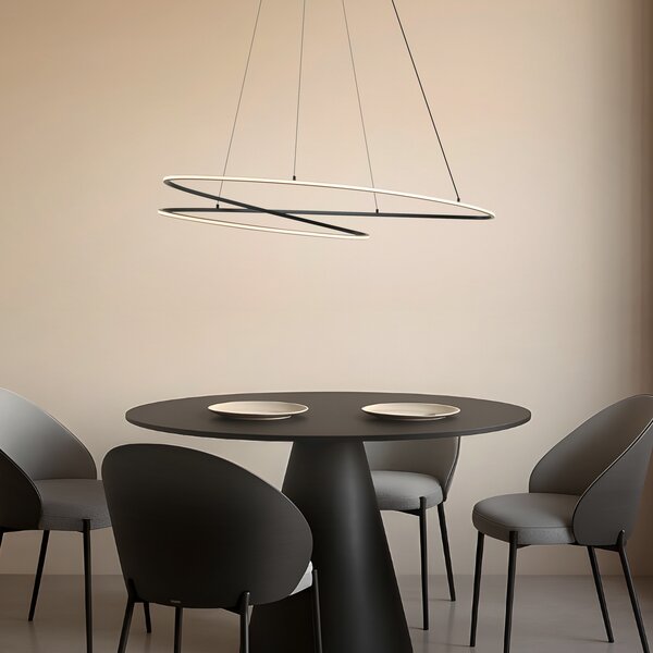 Lucande Gavril LED viseća svjetiljka, 100 cm, crna, s mogućnošću prigušivanja, prigušiva, Crno, Dnevni boravak/blagovaonica, Metal