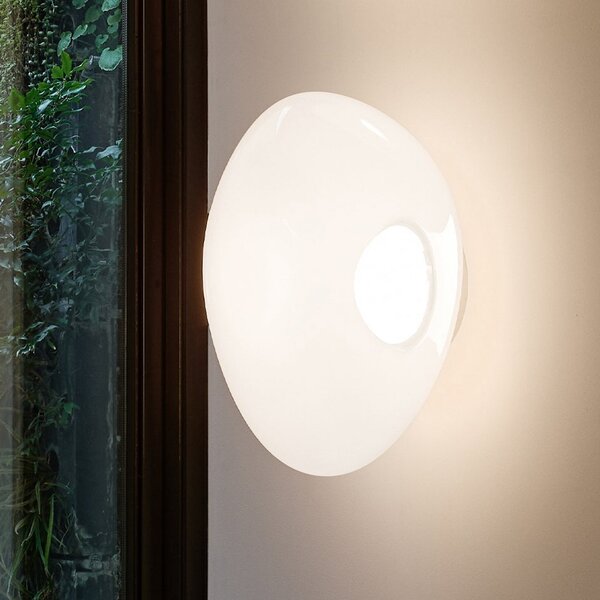 Tom Dixon LED zidna lampa Melt, Ø 50 cm, opalna/zlatna boja, prigušiva, Zlato / mjed, Dnevni boravak/blagovaonica, Plastika