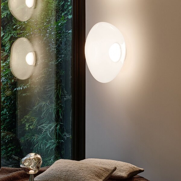 Tom Dixon LED zidna lampa Melt, Ø 50 cm, opalna/zlatna boja, prigušiva, Zlato / mjed, Dnevni boravak/blagovaonica, Plastika