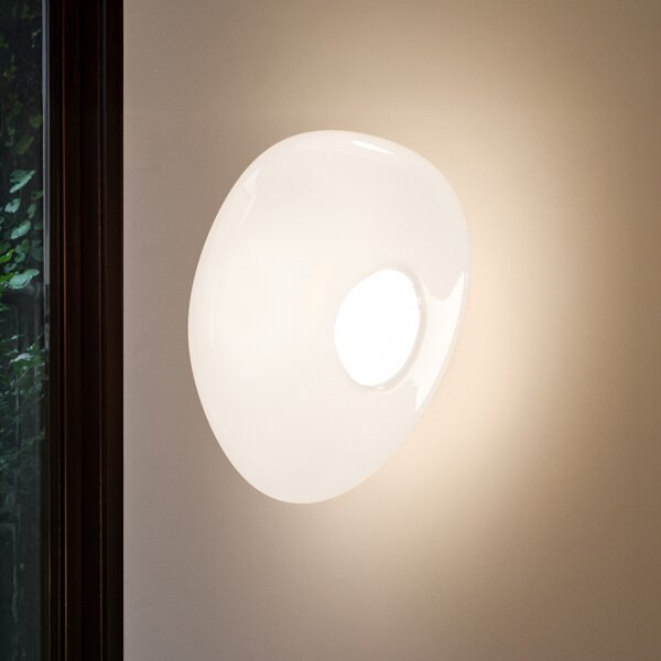 Tom Dixon LED zidna svjetiljka Melt, Ø 50 cm, opalna/kromirana, prigušiva, Metalik, Dnevni boravak/blagovaonica, Plastika