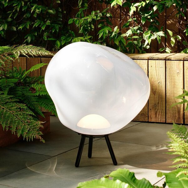 Tom Dixon LED vrtna svjetiljka na baterije Melt velika, opalna, 57 cm, prigušiva, Bijela, Plastika, Stalak kišobran