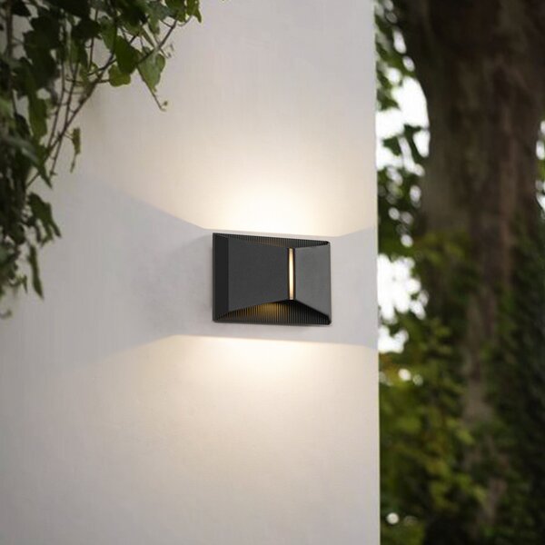 Lindby LED vanjska zidna svjetiljka Anlira, crna, gore i dolje, IP65, Crno, Metal