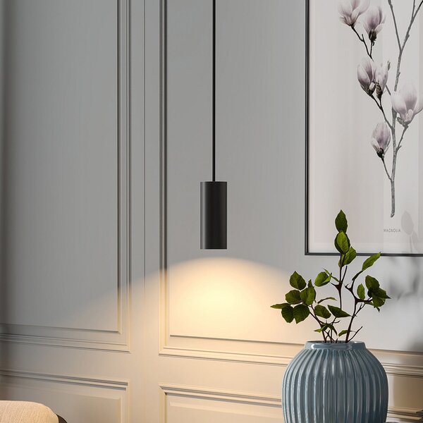 Deko-Light CAN visilica, crna, visina 15 cm, Ø 6 metal, GU10, prigušiva, Crno, Dnevni boravak/blagovaonica, Aluminij