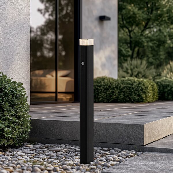 Lindby Halvar svjetiljka za stazu, 80 cm, crna, IP65, GU10, senzor, prigušiva, Crno, Metal