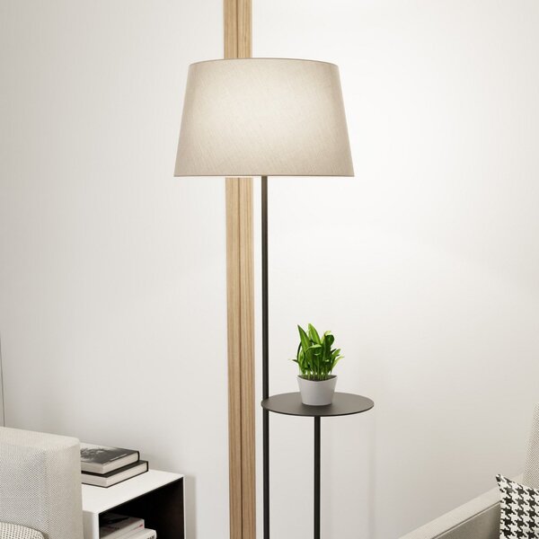 EMIBIG LIGHTING Podna lampa Hotel, bež/crna, visina 150 cm, tkanina/metal, Bež, Dnevni boravak/blagovaonica, Tkanina / tekstil