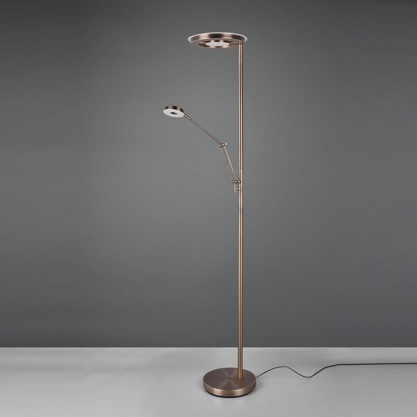 Trio Lighting Barrie LED stropna svjetiljka sa svjetlom za čitanje, antikni mesing, prigušiva, Bronca / stari mesing, Dnevni boravak/blagovaonica, Metal, Svjetlo za čitanje
