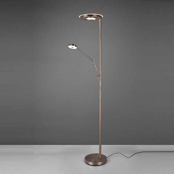 Trio Lighting Barrie LED stropna svjetiljka sa svjetlom za čitanje, antikni mesing, prigušiva, Bronca / stari mesing, Dnevni boravak/blagovaonica, Metal, Svjetlo za čitanje