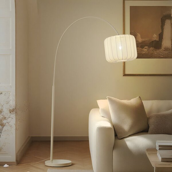 Lindby Helin podna lampa, bež, tkanina, visina 198,5 cm, Bež, Dnevni boravak/blagovaonica, Tkanina / tekstil
