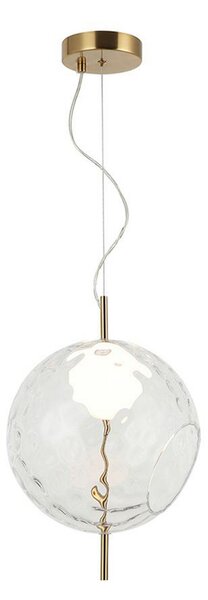Viokef LED visilica Dalia, prozirna/zlatna boja, Ø 30 cm, staklo, Providna, Dnevni boravak/blagovaonica, Staklo