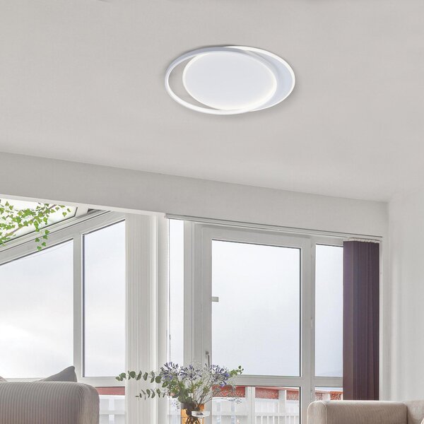 Viokef LED stropna lampa Evelyn, bijela, dužina 55 cm, metal, Bijela, Dnevni boravak/blagovaonica, Aluminij