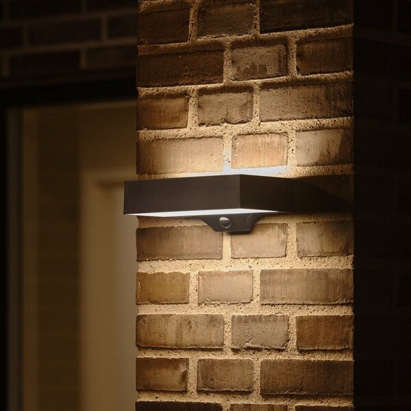 Nordlux LED solarna vanjska zidna svjetiljka Monay Square crna IP44, Crno, Plastika, Zidni kvadrat