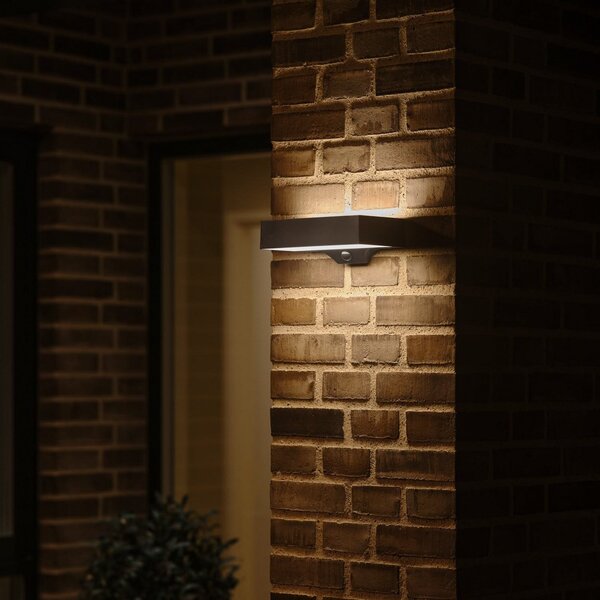 Nordlux LED solarna vanjska zidna svjetiljka Monay Square crna IP44, Crno, Plastika, Zidni kvadrat