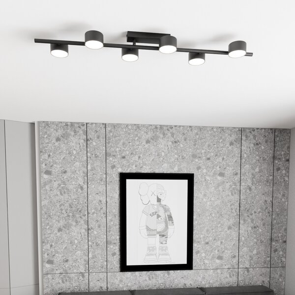 EMIBIG LIGHTING Stropni reflektor Bet, duljina 100 cm, crni, metalni, 6 žarulja., prigušiva, Crno, Dnevni boravak/blagovaonica, Metal