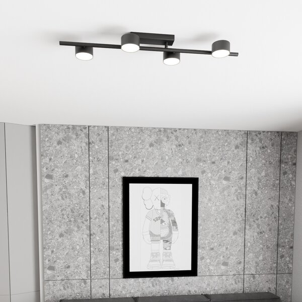 EMIBIG LIGHTING Stropni reflektor Bet, duljina 80 cm, crni, metalni, 4 žarulje., prigušiva, Crno, Dnevni boravak/blagovaonica, Metal