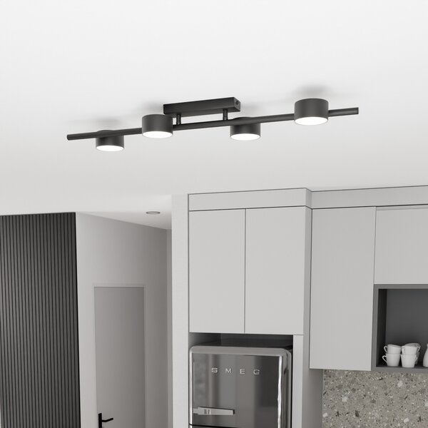 EMIBIG LIGHTING Stropni reflektor Bet, duljina 80 cm, crni, metalni, 4 žarulje., prigušiva, Crno, Dnevni boravak/blagovaonica, Metal