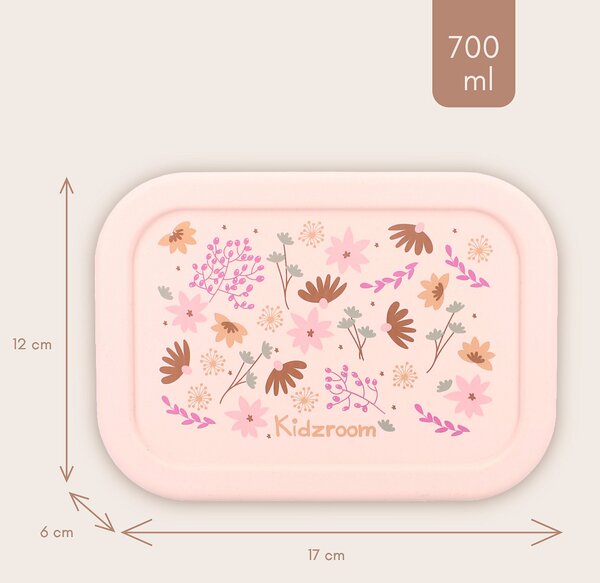 Kidzroom silikonska kutija za užinu Enchanted Memories, 3 pretinca - ružičasta