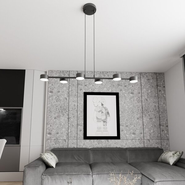 EMIBIG LIGHTING Stropni reflektor, Megara, duljina 80 cm, metal, 6 žarulja., prigušiva, Crno, Dnevni boravak/blagovaonica, Metal
