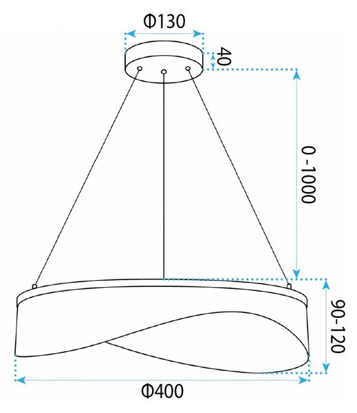 VISEĆA STROPNA LAMPA G144-CP 40 GOLD