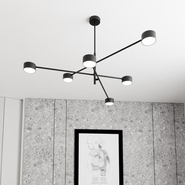 EMIBIG LIGHTING Viseća lampa Natsu, duljina 84 cm, metalna, 6 žarulja., prigušiva, Crno, Dnevni boravak/blagovaonica, Metal