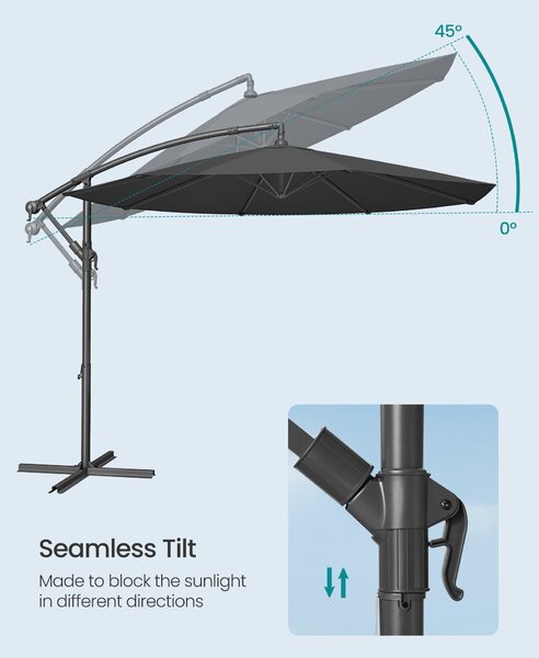 SONGMICS konzolni vrtni suncobran, 3 m, sivi