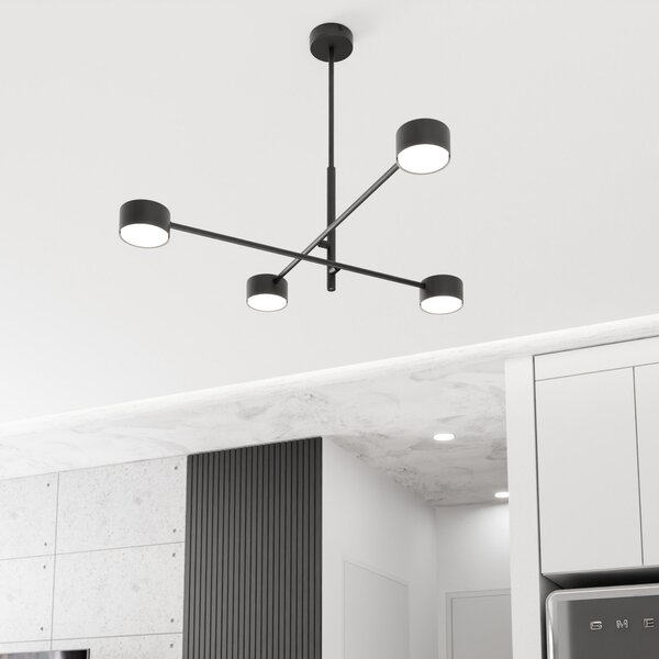 EMIBIG LIGHTING Viseća lampa Natsu, duljina 64 cm, metalna, 4 žarulje., prigušiva, Crno, Dnevni boravak/blagovaonica, Metal