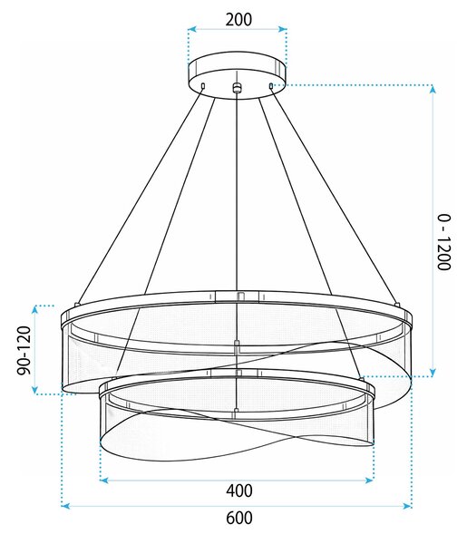 VISEĆA STROPNA LAMPA G146-2CP GOLD