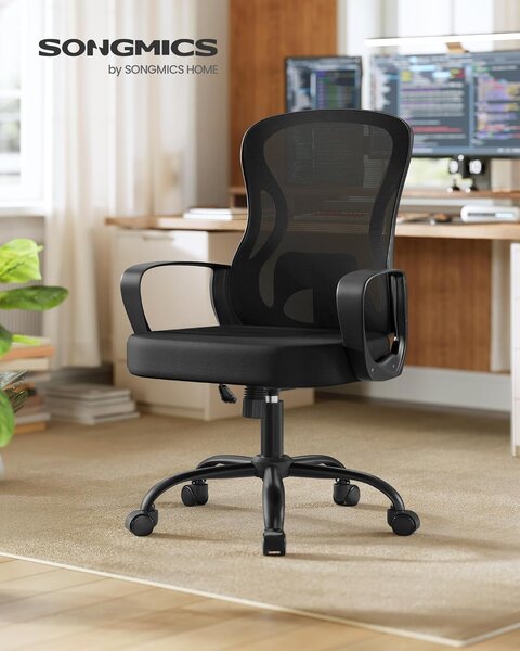 Ergonomska crna mrežasta uredska stolica s kotačima