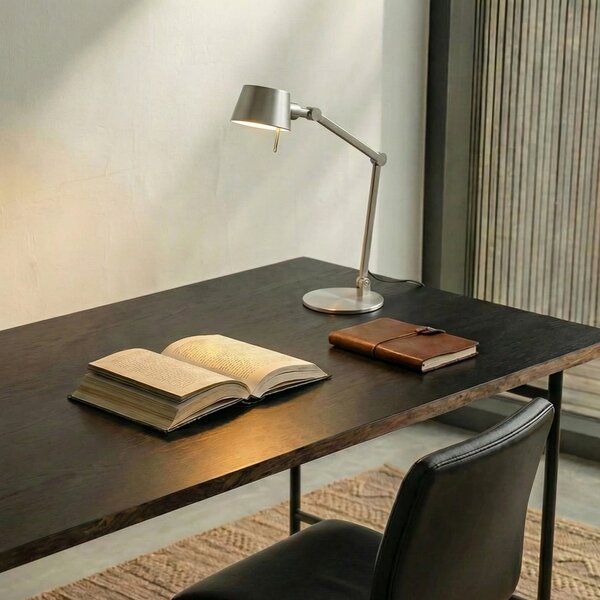 Lucande Silka stolna lampa, 93 cm, nikal, podesiva, E27, Metalik, Dnevni boravak/blagovaonica, Metal