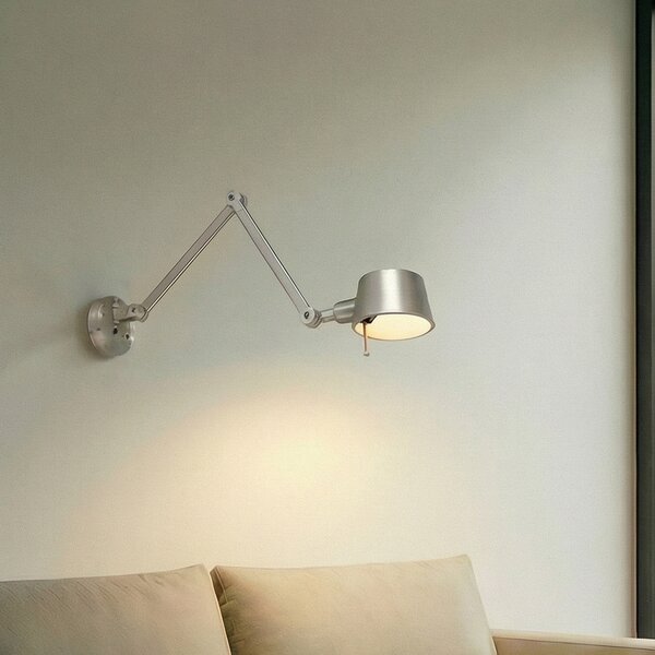 Lucande Zidna lampa Silka, 91 cm, nikal, podesiva, E27, prigušiva, Metalik, Dnevni boravak/blagovaonica, Metal
