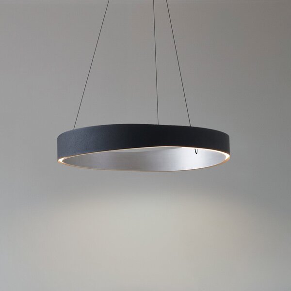 Lucande LED viseća svjetiljka Daelor, crna/aluminij, CCT, prigušljiva, prigušiva, Crno, Dnevni boravak/blagovaonica, Metal