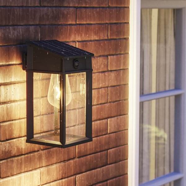 Philips LED solarna vanjska zidna svjetiljka Geri UE Sensor, kvadratna, IP44, Crno, Metal