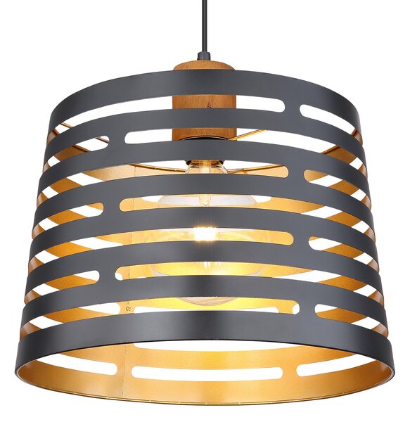 Globo Viseća lampa Ablona, Ø 35 cm, crna/zlatna, metalna, prigušiva, Crno, Dnevni boravak/blagovaonica, Metal