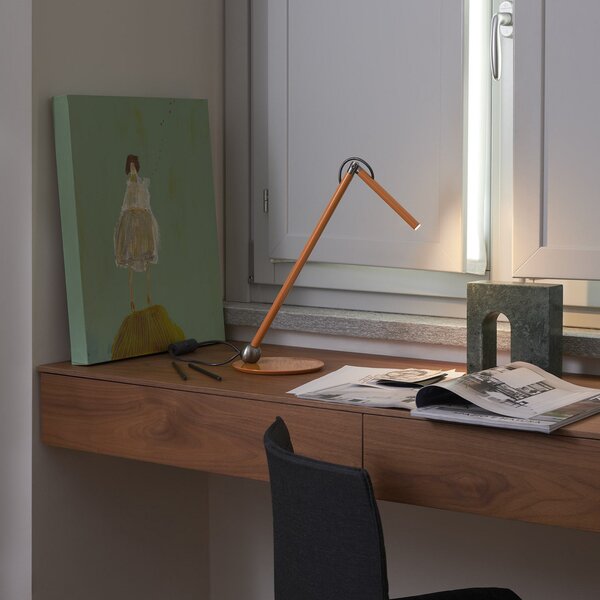 Oluce LED stolna lampa Calamaio, žuta boja senfa, metalna, visina 37 cm, Žuta, Dnevni boravak/blagovaonica, Metal