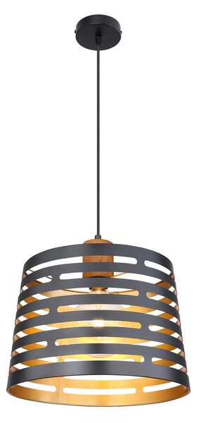 Globo Viseća lampa Ablona, Ø 35 cm, crna/zlatna, metalna, prigušiva, Crno, Dnevni boravak/blagovaonica, Metal