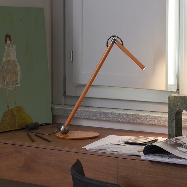 Oluce LED stolna lampa Calamaio, žuta boja senfa, metalna, visina 37 cm, Žuta, Dnevni boravak/blagovaonica, Metal