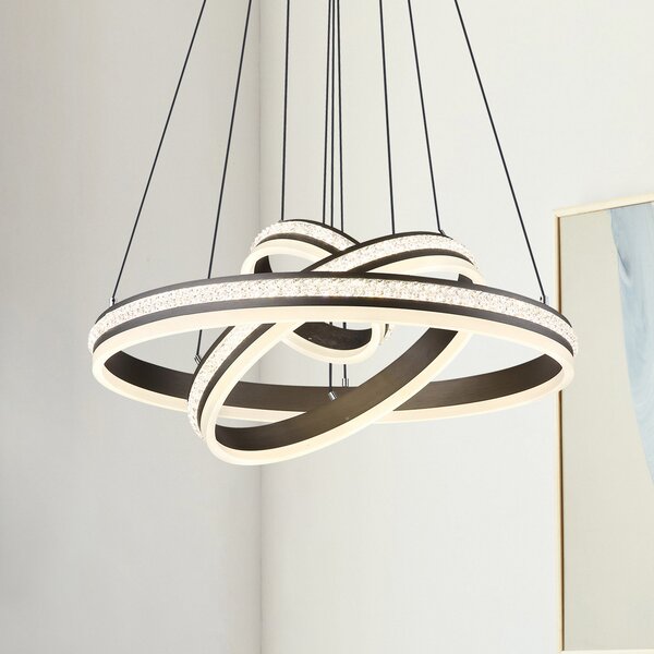 Globo Grouni LED viseća lampa, Ø 60 cm, boja titana, CCT, metal, prigušiva, Sivo, Dnevni boravak/blagovaonica, Metal