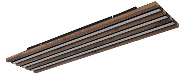 Globo LED stropna svjetiljka Hayden, duljina 80 cm, crna/tamno drvo, Crno, Dnevni boravak/blagovaonica, Aluminij