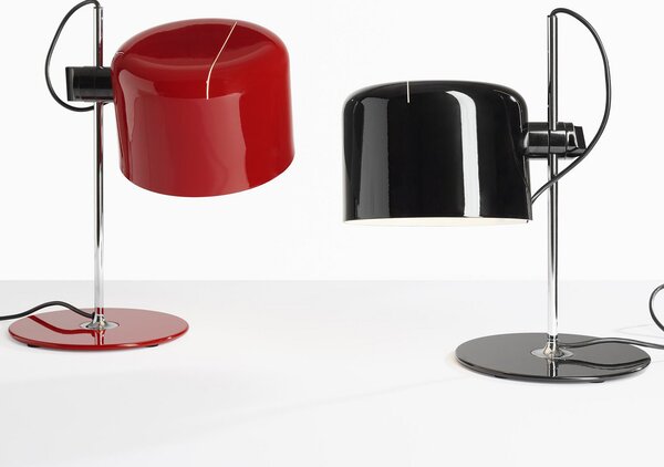 Oluce stolna lampa Coupé, crvena/krom, metalna, visina 45 cm, E27, Crvena, Dnevni boravak/blagovaonica, Metal