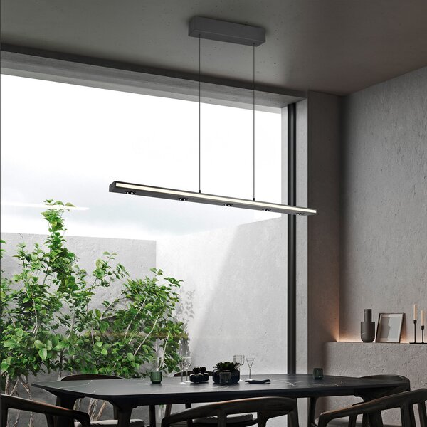 Trio Lighting Graham LED viseća svjetiljka, crna, metalna, gore/dolje, CCT, prigušivač, prigušiva, Crno, Dnevni boravak/blagovaonica, Metal