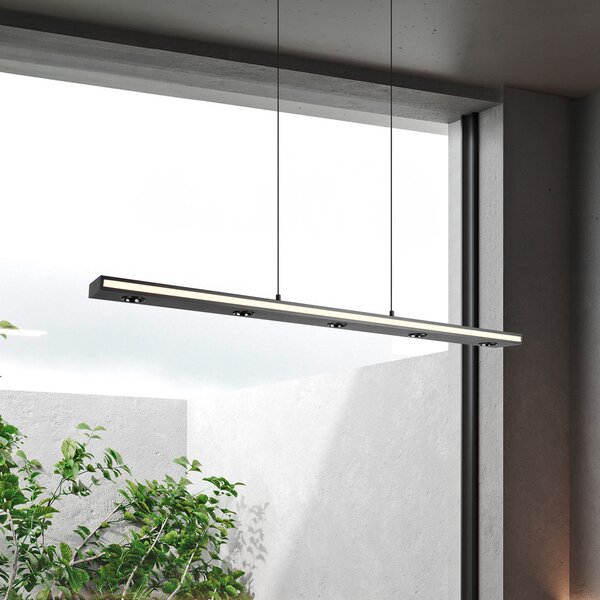 Trio Lighting Graham LED viseća svjetiljka, crna, metalna, gore/dolje, CCT, prigušivač, prigušiva, Crno, Dnevni boravak/blagovaonica, Metal