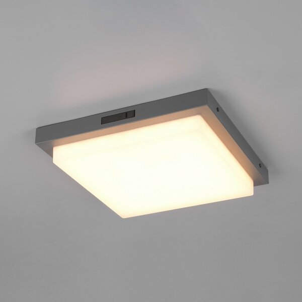 Trio Lighting LED vanjska zidna svjetiljka Bermejo, kvadratna, senzorska, CCT, antracit, Sivo, Metal