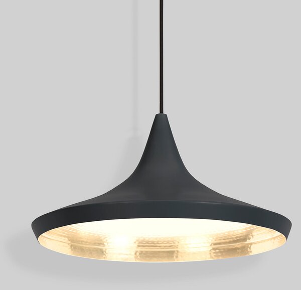 Tom Dixon LED viseća lampa Beat Wide, crna, 36 cm, mesing, prigušiva, Crno, Dnevni boravak/blagovaonica, Mjed