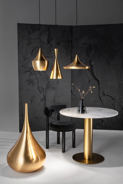 Tom Dixon LED viseća svjetiljka Beat Wide, boje mesinga, Ø 36 cm, prigušiva, Zlato / mjed, Dnevni boravak/blagovaonica, Mjed
