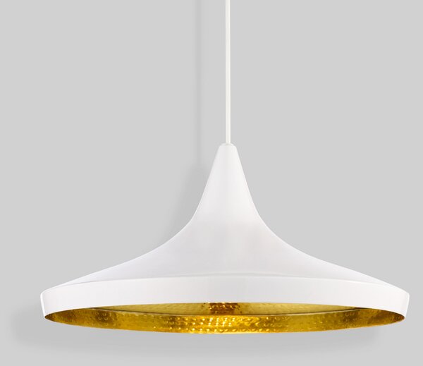 Tom Dixon LED viseća svjetiljka Beat Wide, bijela, Ø 36 cm, mesing, prigušiva, Bijela, Dnevni boravak/blagovaonica, Mjed