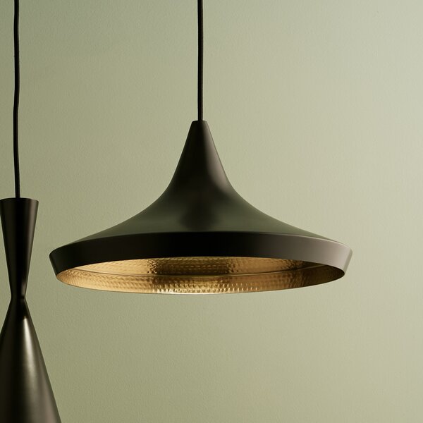 Tom Dixon LED viseća lampa Beat Flat, crna, Ø 56 cm, prigušiva, Crno, Dnevni boravak/blagovaonica, Mjed