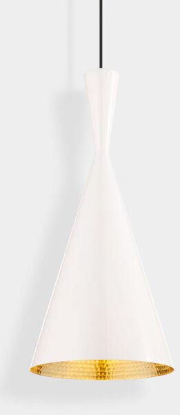 Tom Dixon LED viseća svjetiljka Beat Tall, bijela, Ø 19 cm, mesing, prigušiva, Bijela, Dnevni boravak/blagovaonica, Mjed