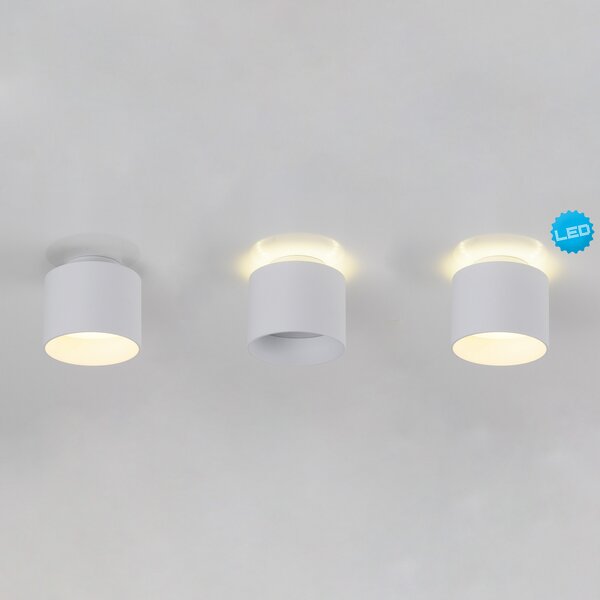 Näve LED stropna reflektor Trimes, Ø 11,5 cm, bijela, CCT, postupno prigušivanje, prigušiva, Bijela, Dnevni boravak/blagovaonica, Plastika