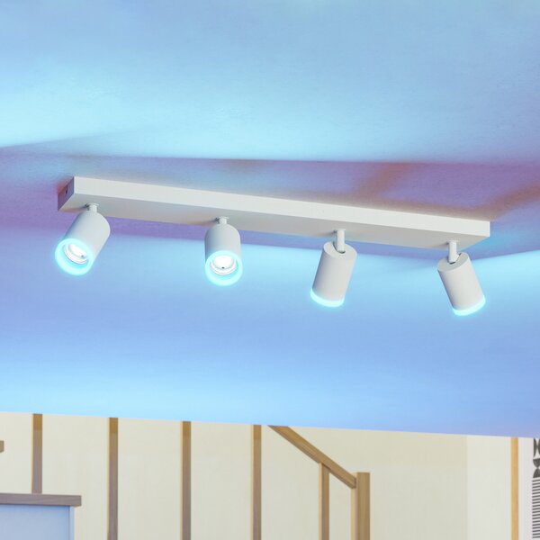 EGLO connect Pametni LED reflektor Melitello-Z, 4 žarulje, bijela, prigušiva, Bijela, Dnevni boravak/blagovaonica, Aluminij